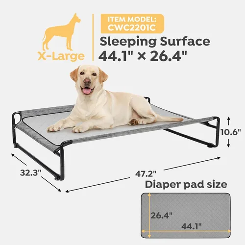 Vista 6 de Veehoo Cama Elevada Original para Perros de Exterior, Catre Elevado Refrescante para Perros Grandes, Plataforma de Hamaca Portátil de Pie
