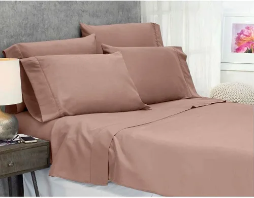 Vista 51 de Sábana egipcia beige maciza Full- 1 sábana bajera ajustable extra profunda para colchón de 16.0 in a 18.0 in