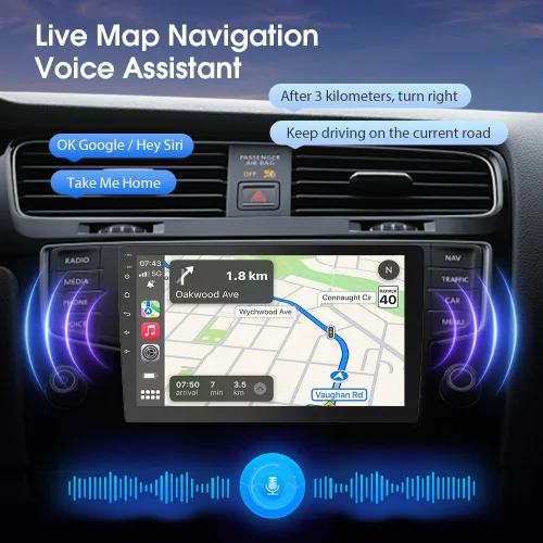 Vista 3 de Haudio Estéreo inalámbrico de doble DIN de 9 pulgadas para automóvil, con Apple CarPlay y pantalla de radio Android Auto, con Mirror Link, Bluetooth