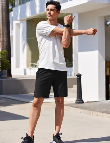 Vista 5 de COOFANDY Pantalones cortos deportivos para correr para hombre, 9 pulgadas, ligeros, con cintura elástica, pantalones cortos deportivos
