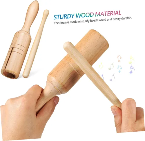 Vista 7 de Mikinona 8 juegos de bloques de madera de un solo tono con batidores, instrumentos de percusión de mano para niños y niñas, educativos