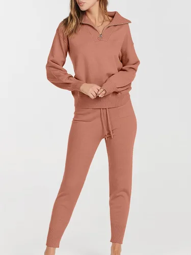 Vista 3 de ANRABESS Conjunto de dos piezas para mujer, suéter de manga larga y pantalones con cordón