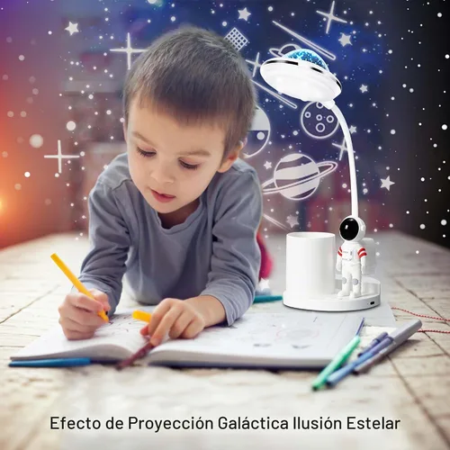 Vista 2 de Lámpara de escritorio de astronauta para niños, proyector espacial