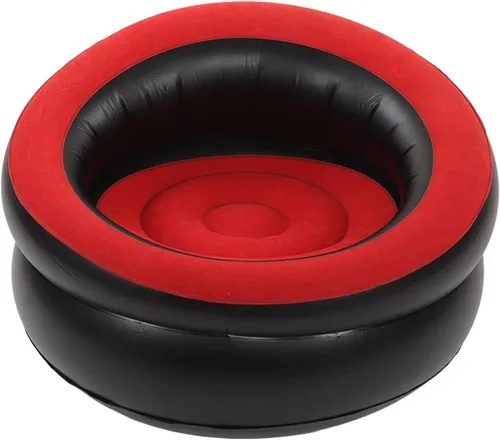 Vista 7 de Sofá inflable, sofá de aire flocado, silla inflable simple, sofá ultra suave, puf para sala de estar, dormitorio, sala de lectura, oficina, balcón