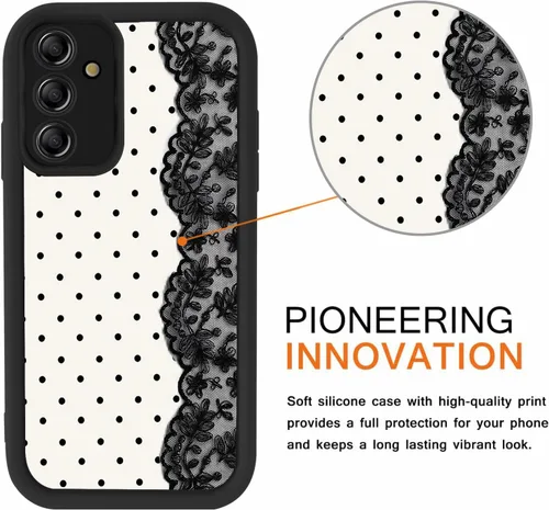Vista 2 de Para Samsung Galaxy S24 5G 6.2''Cute Polka Dot Phone Case-Negro