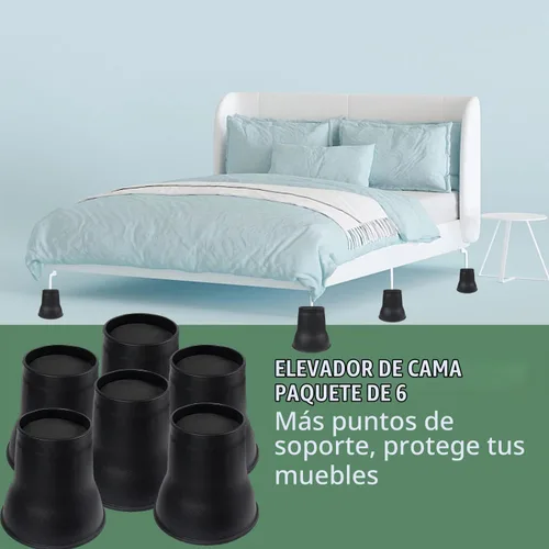 Vista 4 de MYMULIKE Elevadores de cama de 6 pulgadas, paquete de 6 elevadores de muebles de cama resistentes, elevadores de hasta 2200 libras para sofás