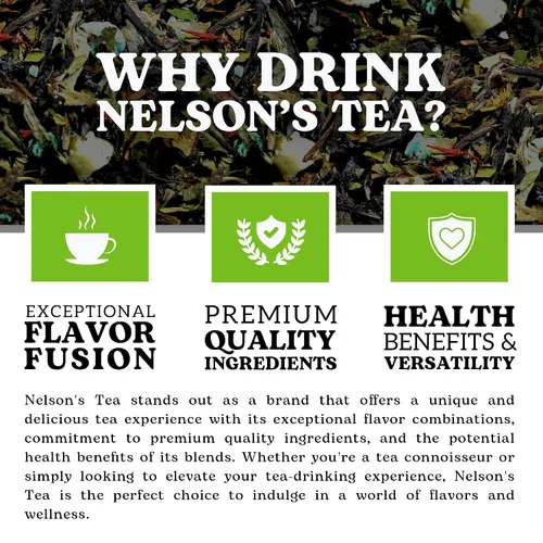 Vista 3 de Nelson's Tea - Té de hojas sueltas de menta y chocolate blanco - Té verde, té blanco, menta, cártamo y chocolate con menta - 2 onzas.