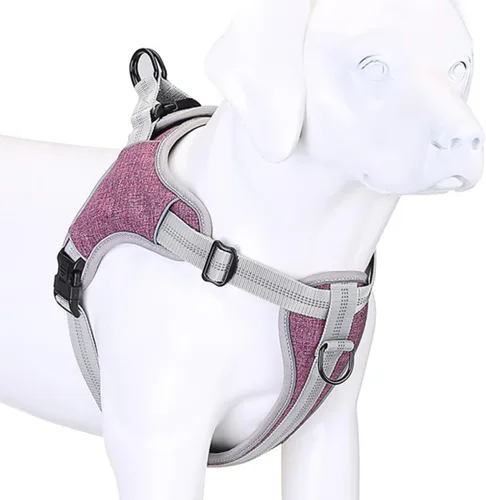 Vista 6 de Adjustable Reflective Pet Harness Vest Type Dog Chest Straps Breathable No-Pull Dog Harness for Walking Medium Purple