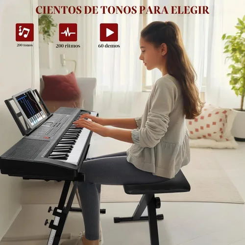 Vista 2 de Ktaxon - Teclado eléctrico de 61 teclas con teclas iluminadas
