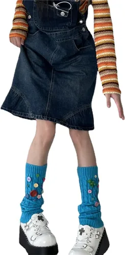 Vista 8 de CYee Kawaii Cutecore - Calcetines largos para mujer, calcetines largos de punto gótico Y2k Acubi, calcetines estéticos