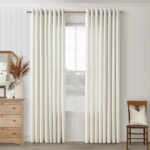 Vista 16 de Cortinas de avena con ojales DUKIYO de 96 pulgadas de largo para sala de estar, comedor, juego de 2 paneles, cortinas de arena y beige