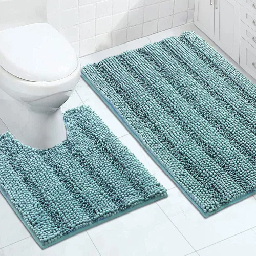 Vista 58 de Turquoize Alfombra de baño de chenilla de lujo para baño, extra absorbente, alfombra de ducha de microfibra antideslizante para baño, alfombra Aqua