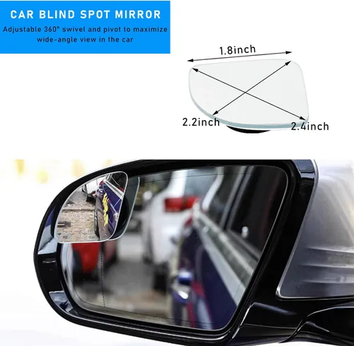 Vista 2 de 2 espejos de punto ciego, espejo retrovisor lateral redondo de vidrio HD sin marco, espejo retrovisor convexo de gran angular ajustable de 360°