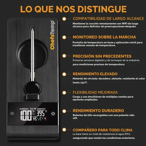 Vista 7 de ChefsTemp ProTemp Plus - Termómetro inalámbrico digital para carne