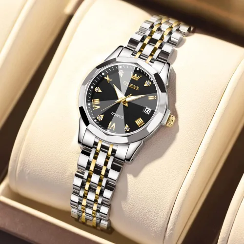 Vista 7 de OLEVS Reloj de pulsera para mujer, pequeño reloj de pulsera de acero inoxidable para mujer, reloj analógico de cuarzo para mujer