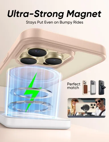 Vista 4 de MAGIC JOHN Soporte Magnético Invisible Giratorio 360° para Funda de iPhone 14 Pro [Agarre Antideslizante] [Compatible con MagSafe] 16 Pies