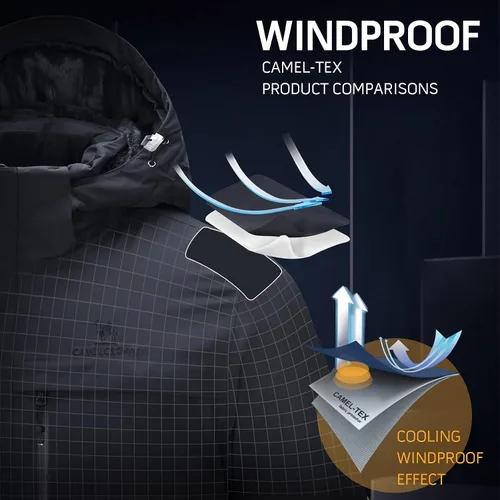 Vista 4 de Camel Crown - Chaqueta de esquí para hombre (forro polar, con capucha desmontable, resistente al viento e impermeable)