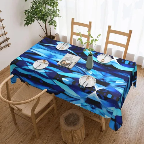 Vista 23 de Mantel rectangular de encaje de poliéster con diseño patriótico de camión del 4 de julio, 54 x 72 pulgadas, resistente a las arrugas, lavable
