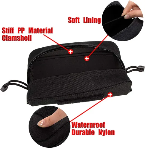 Vista 4 de Estuche rígido para gafas de sol, funda táctica Molle con cremallera, estuche de transporte de nailon 1000D con clip