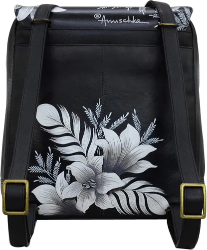Vista 2 de Anuschka Mochila con solapa convertible grande de cuero genuino para mujer - Pintada a mano
