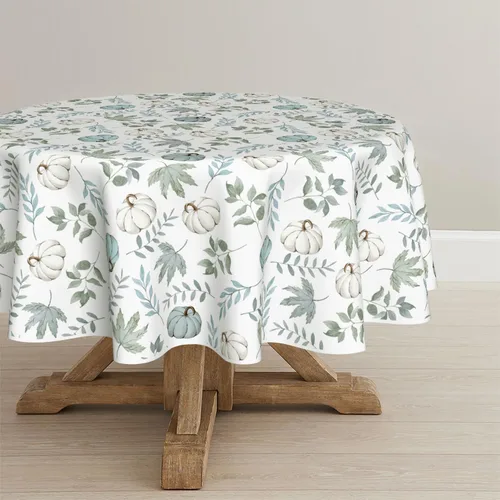 Vista 10 de Horaldaily Mantel rectangular de otoño de 52 x 70 pulgadas, diseño de calabazas y hojas azules de cosecha de otoño de Acción de Gracias