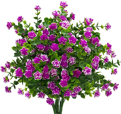 Vista 10 de Grunyia 20 paquetes de flores artificiales resistentes a los rayos UV, flores falsas que no se decoloran, plantas sintéticas para jardín, porche