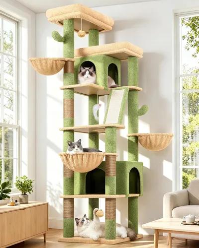 Vista 8 de Globlazer Árbol para gatos extra grande, torre de 80 pulgadas XXL de altura, árbol para gatos alto para múltiples gatos de interior, gatos adultos