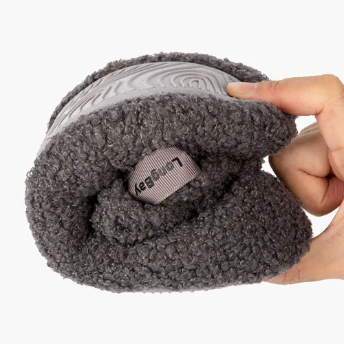 Vista 6 de LongBay Pantuflas cálidas de piel rizada para mujer, cómodas botas de forro polar de felpa con espuma viscoelástica para el hogar