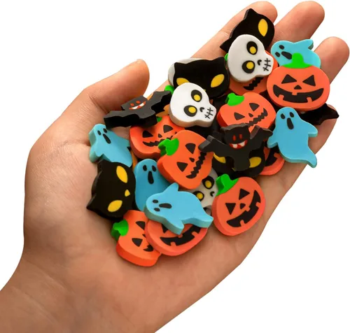 Vista 7 de YGAOHF Paquete de 150 mini borradores – 6 estilos, divertidos borradores de calabaza, fantasma, murciélagos, recuerdos de fiesta de dulce o truco