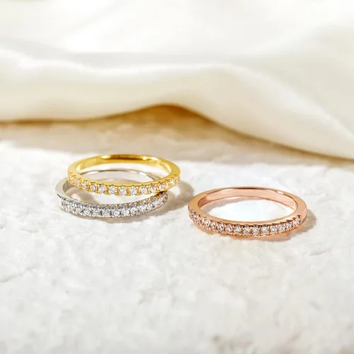 Vista 2 de EAMTI - Anillo de matrimonio de plata de ley 925 de 564pulgadas, con circonitas cúbicas, apilable, anillo de compromiso, tallas de la 3 a la 13.