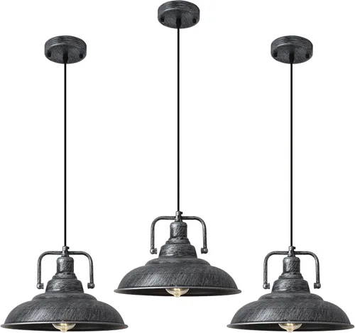Vista 14 de Paquete de 1 lámpara colgante negra de 12.5 pulgadas, lámpara colgante de granja, iluminación colgante industrial, luces colgantes de cocina, luces