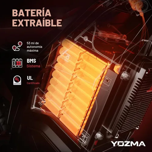 Vista 5 de Yozma IN10 Moto eléctrica todo terreno, velocidad máxima de 40 MPH, rango máximo de 53 millas Bicicleta eléctrica Fire Red