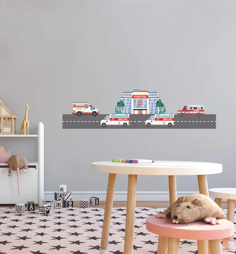 Vista 18 de The City - Vinilo adhesivo de vinilo para habitación de niños, camión de basura, colección de residuos sólidos, para dormitorio de niños, sala