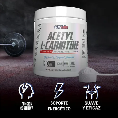 Vista 4 de EHP Labs Polvo de acetil L carnitina – Apoya la producción de energía natural, ayuda en la función saludable del cerebro, apoya la salud