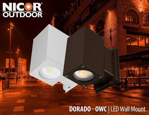 Vista 5 de OWCQ4D1022MV40BZ Dorado 22W Square LED Wall Mount, 4000K, luz cilíndrica de bronce para exteriores, 4