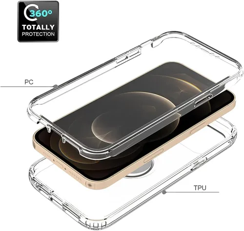 Vista 5 de Funda protectora resistente de cuerpo completo de 360° con protector de pantalla y soporte de anillo para iPhone 12 Pro Max (6.7 pulgadas)