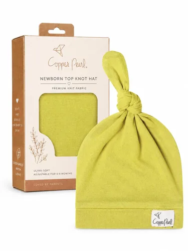 Vista 33 de Gorro de bebé con nudo superior elástico suave "Fern" por Copper Pearl