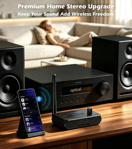 Vista 7 de KAIY Receptor Bluetooth 5.4 para estéreo casero, baja latencia óptica