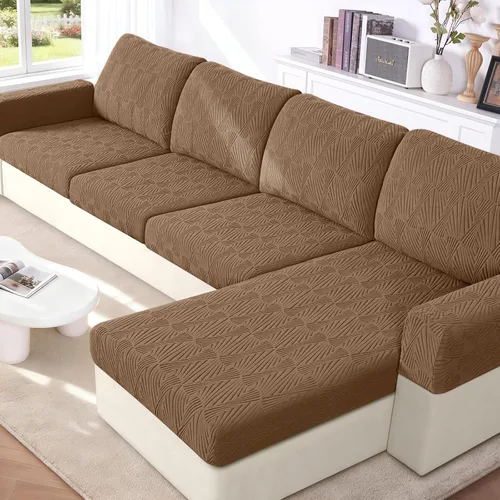 Vista 16 de VANSOFY Fundas de cojín para sofá seccional, Fundas de cojín de sofá de jacquard elásticas, Fundas protectoras lavables para muebles de sofá