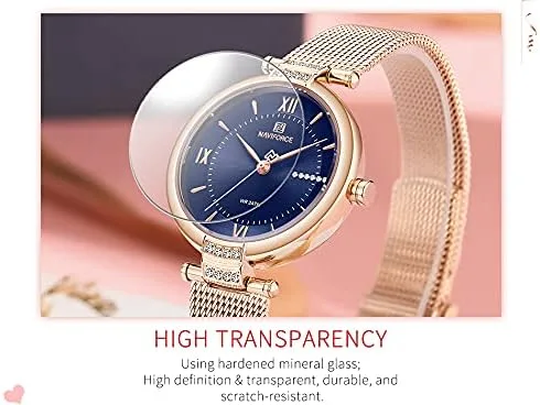 Vista 8 de NAVIFORCE Relojes de moda para mujer impermeables analógicos de lujo diseño de cara casual relojes para damas