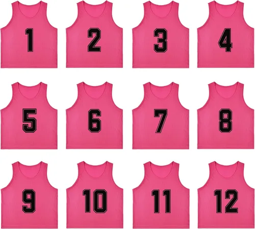 Vista 9 de Juego de 12 chalecos de fútbol numerados (1-12) con bolsa de transporte
