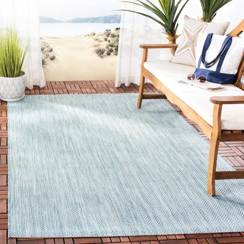 Vista 92 de Safavieh Colección Courtyard CY8022 Alfombra, 2 pies x 3 pulgadas x 5 pies, aguamarina y gris, impermeable, fácil de limpiar, sin pelusa