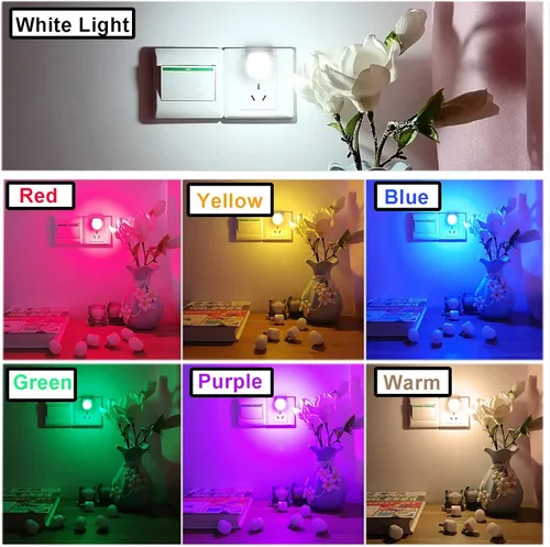Vista 3 de Sokelinn-six Lámpara de enchufe USB, mini luz LED de noche de protección ocular, paquete de 7 luces decorativas