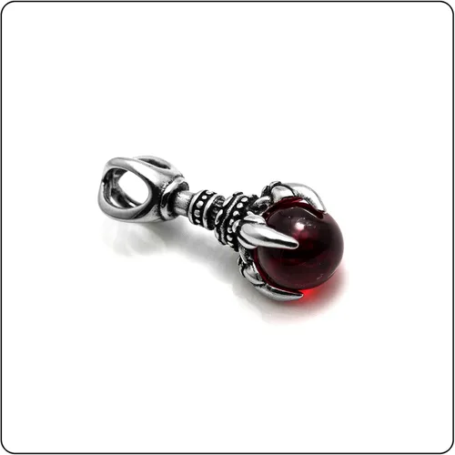 Vista 3 de Fusamk Punk Rock - Collar con colgante de bola de cristal de titanio con forma de dragón cadena de eslabones de 24 pulgadas