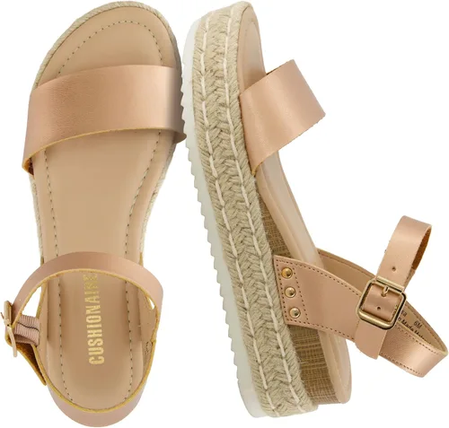Vista 12 de Sandalias de plataforma CUSHIONAIRE Melissa estilo alpargata para mujer con correa al tobillo ajustable y plantilla de espuma viscoelástica