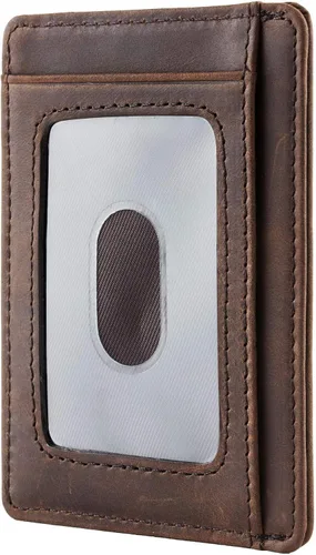 Vista 2 de Regalos grabados para hombres, hijo, marido, papá, regalos de cumpleaños de esposa, mamá, hija, hombre, cartera delgada de cuero, regalo
