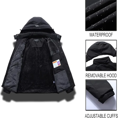 Vista 7 de Pooluly - Chaqueta impermeable de invierno, esquí, snowboard, para hombre, con capucha, rompevientos.
