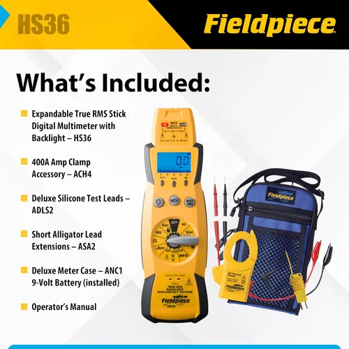 Vista 5 de Fieldpiece HS36 True RMS Multímetro con varilla expandible con oscilador automático y luz trasera