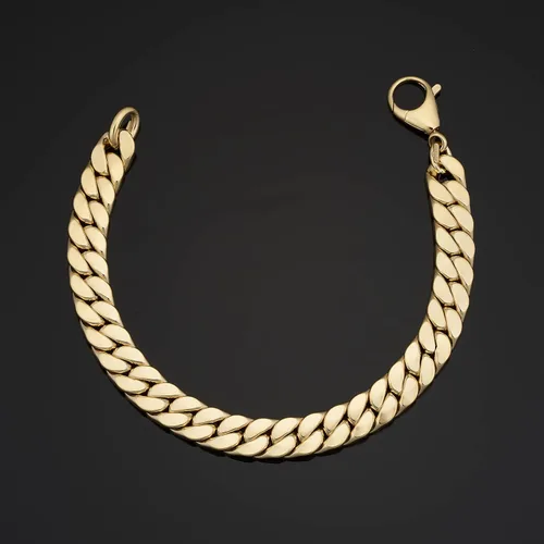 Vista 2 de Pulsera de cadena de eslabones cubanos de oro amarillo de 14 quilates (0.331in, 7.5 pulgadas) Fabricado en Italia