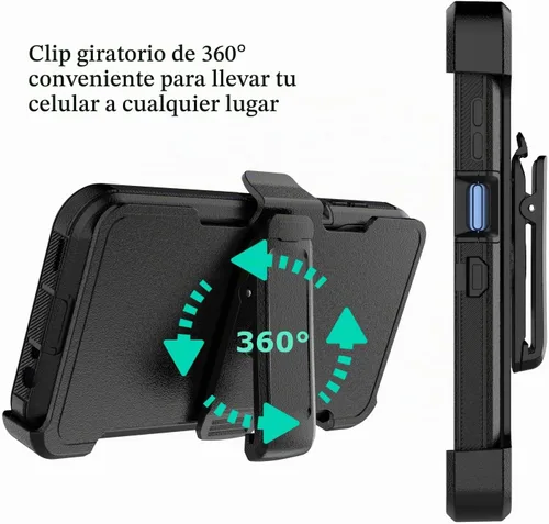 Vista 3 de Funda para teléfono Galaxy A15 5G, para Samsung A15 5G con clip para cinturón con [protector de pantalla incorporado] protector de pie resistente a